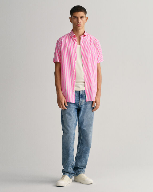 Regular Fit Striped Short Sleeve Broadcloth Shirt