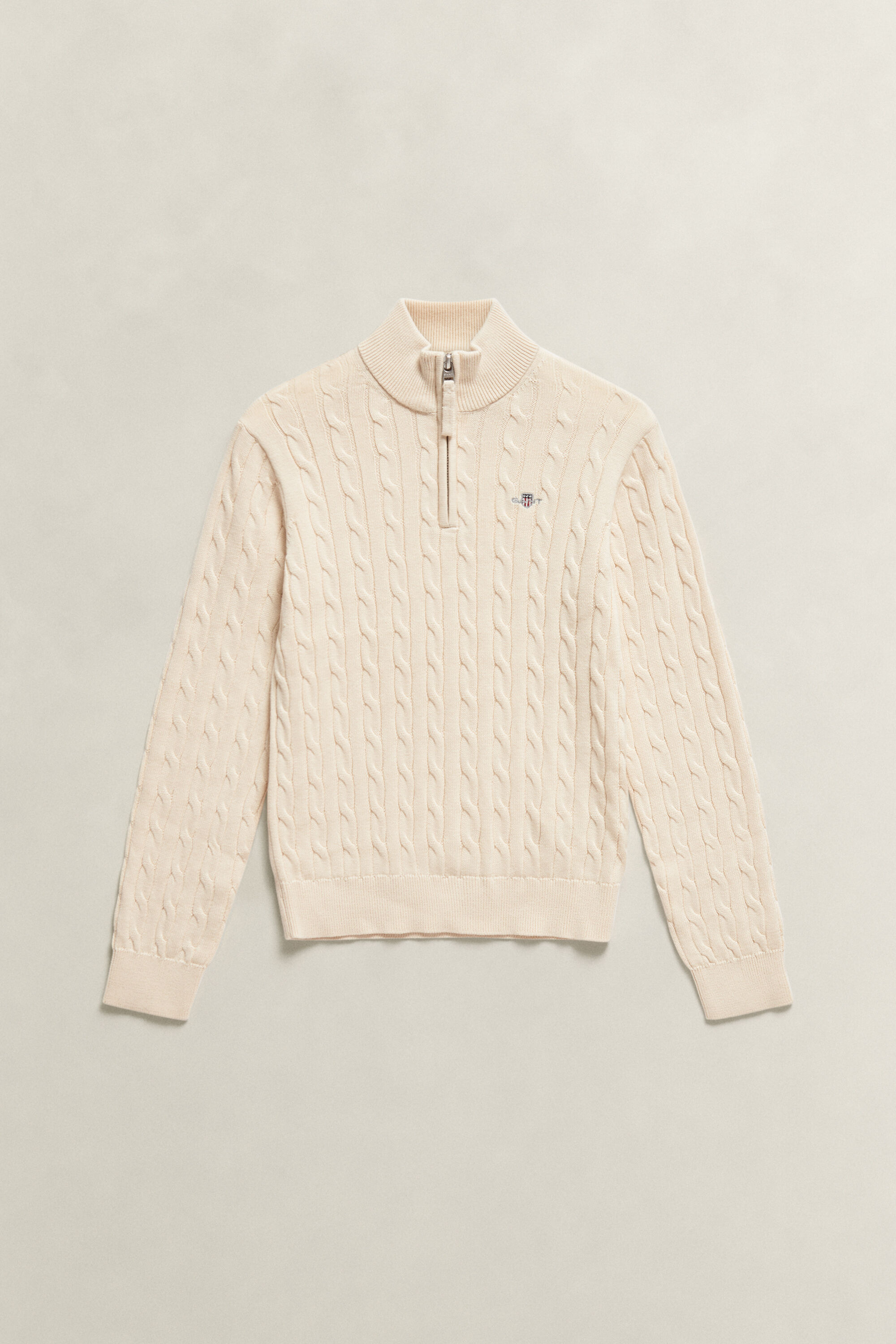 Teen Boys Shield Cable Knit Half-Zip Sweater