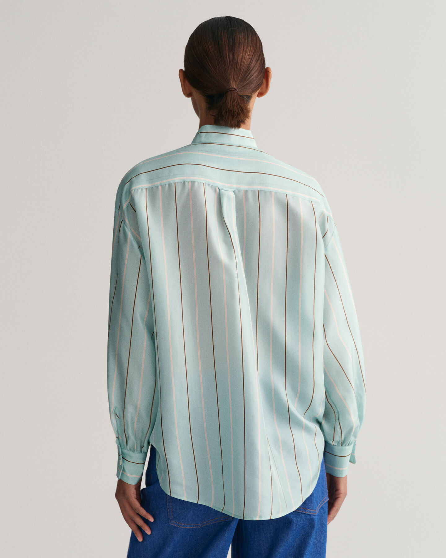 Silk Striped Bow Blouse
