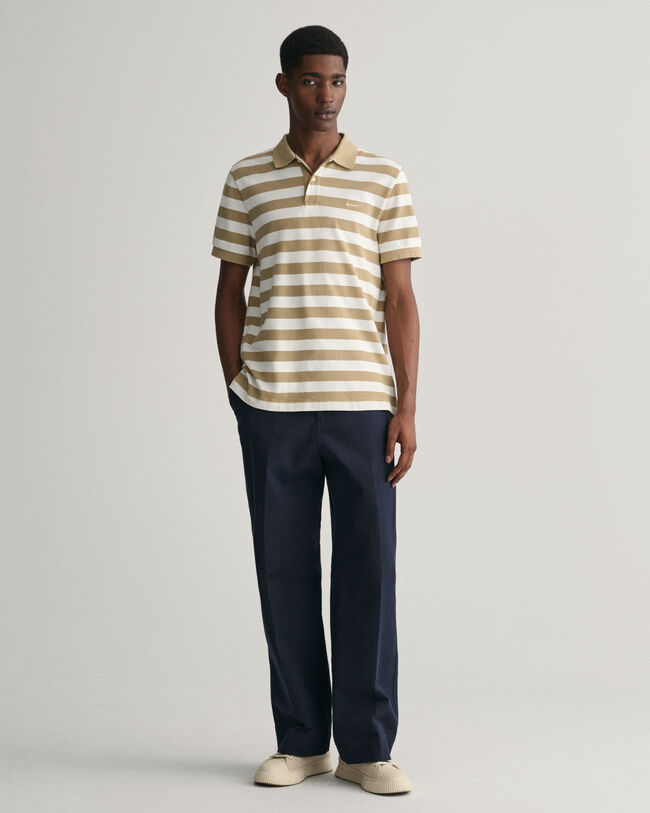 Wide Striped Piqué Polo Shirt