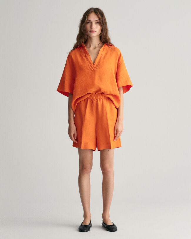 Relaxed Fit Linen Blend Pull-On Shorts