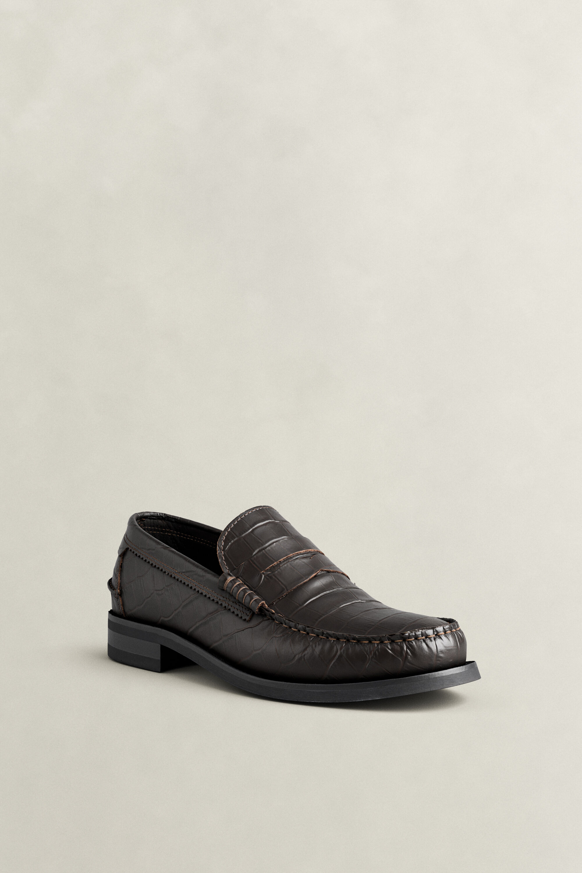 Lenkoxx Croc-Effect Leather Loafers