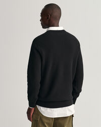 Textured Cotton Crew Neck Sweater