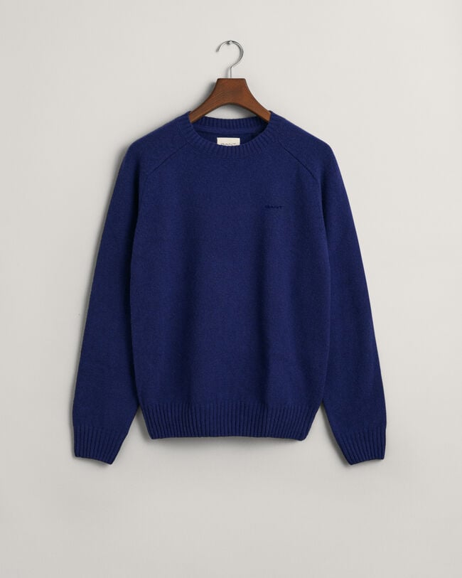 Saddle Shoulder Wool Crew Neck Sweater