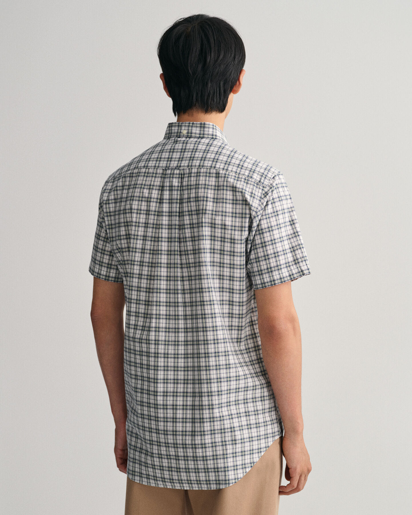 Regular Fit Micro Check Poplin Short Sleeve Shirt