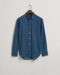 Regular Fit Indigo Jacquard Dot Shirt