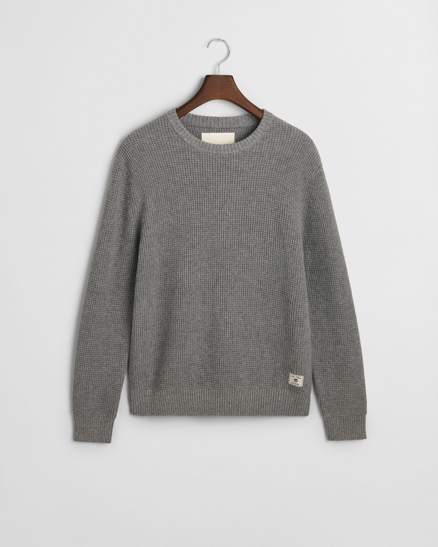 Textured Wool Blend Crew Neck Sweater