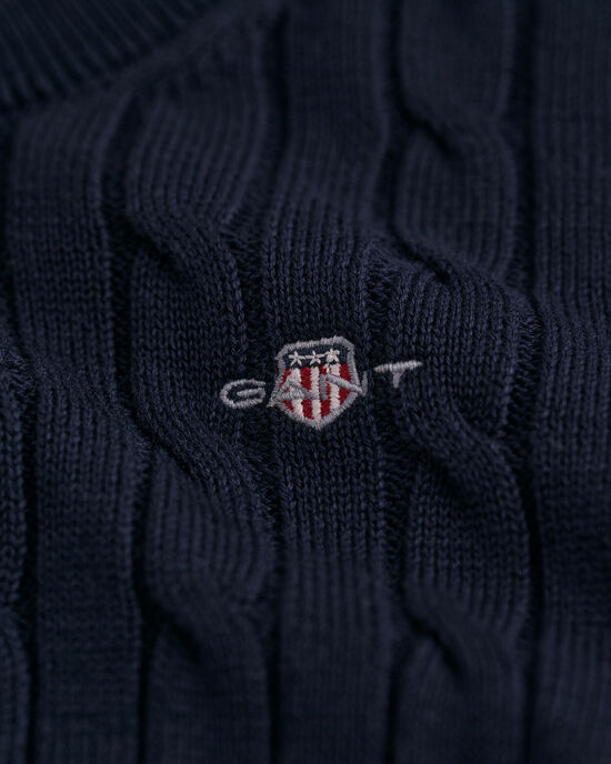 Kids Shield Cotton Cable Knit Crew Neck Sweater