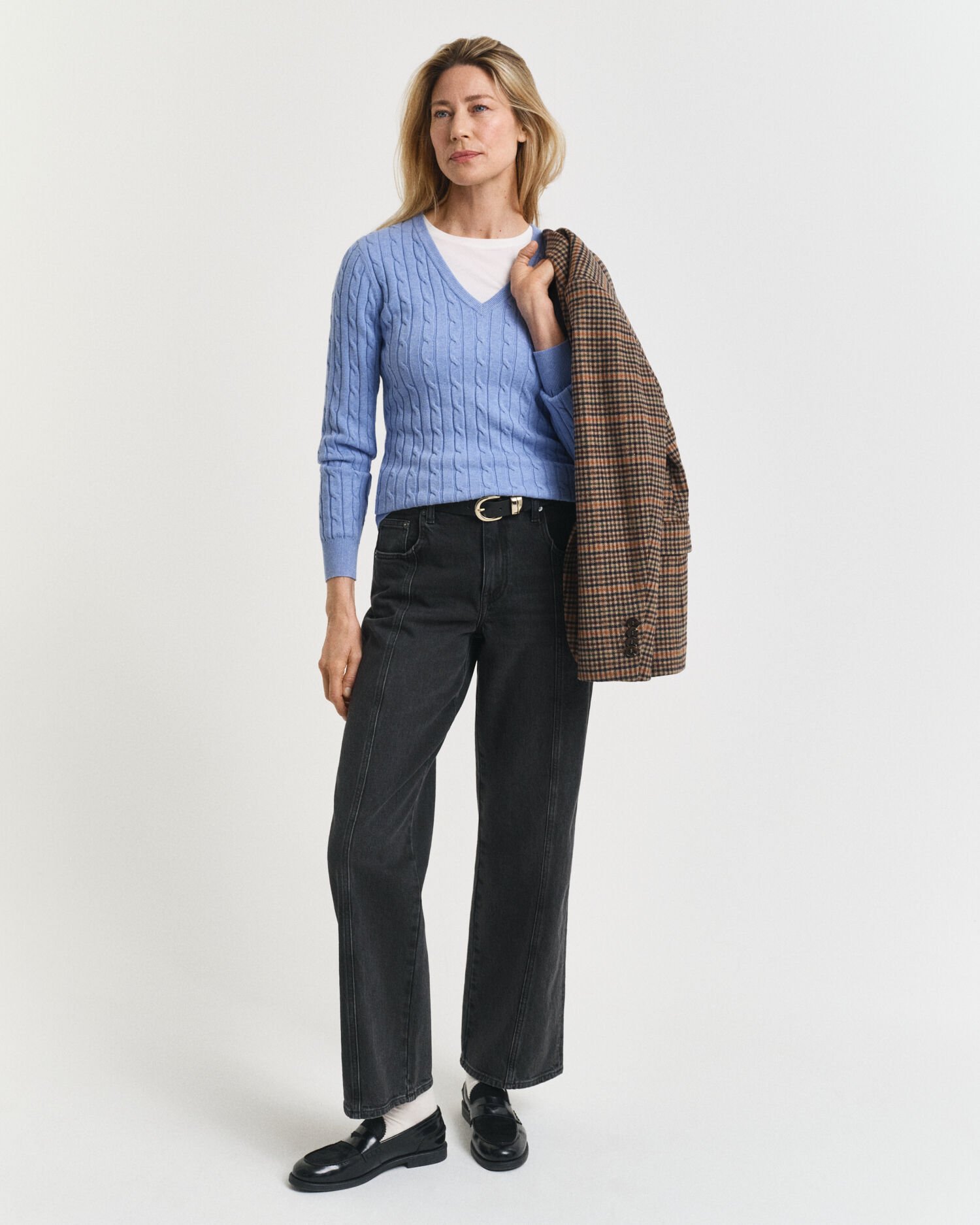 Cable Knit V-Neck Sweater