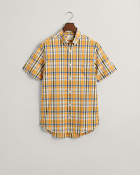 Regular Fit Checked Cotton Linen Short Sleeve Shirt