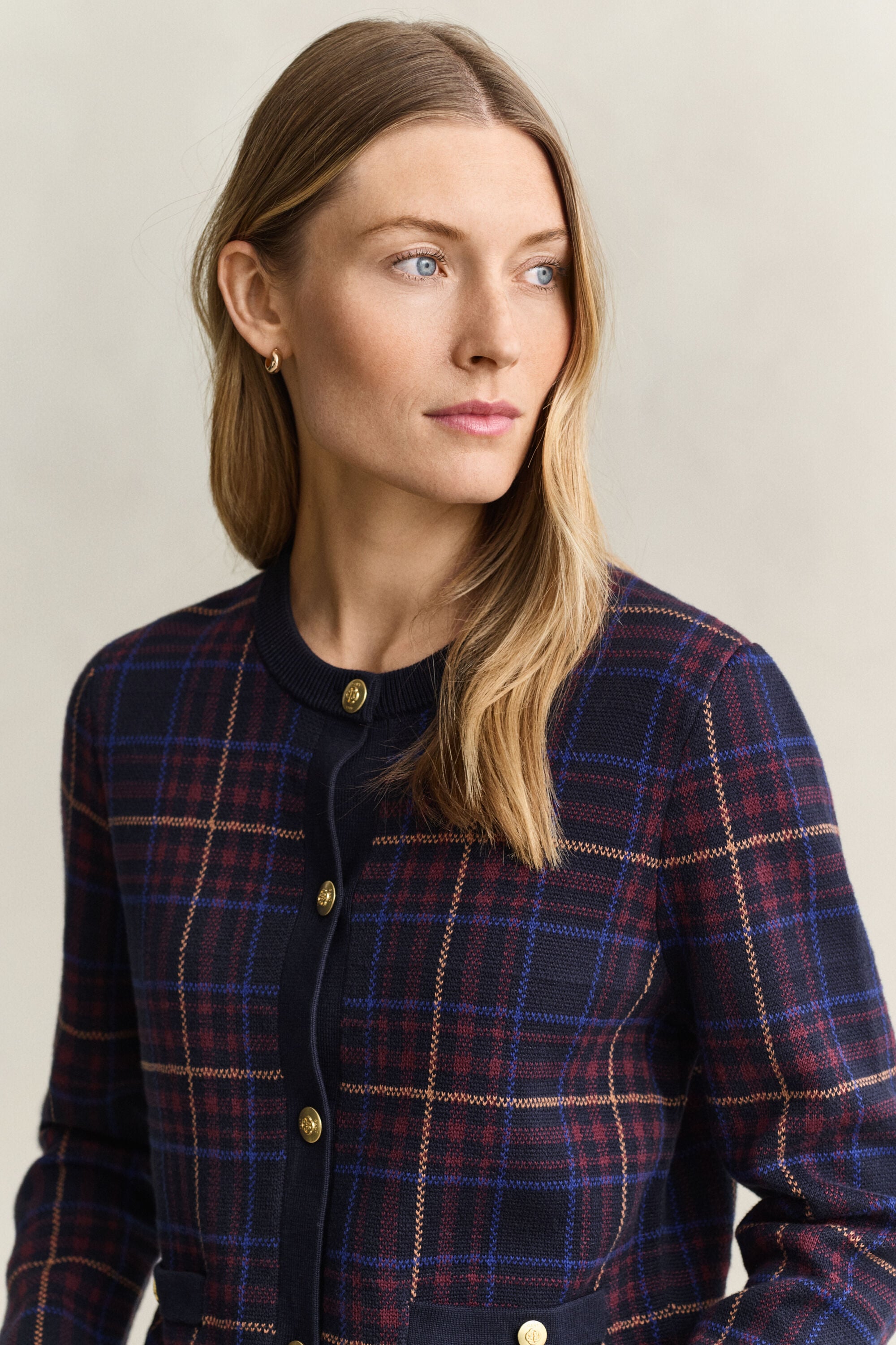 Knitted Check Cardigan