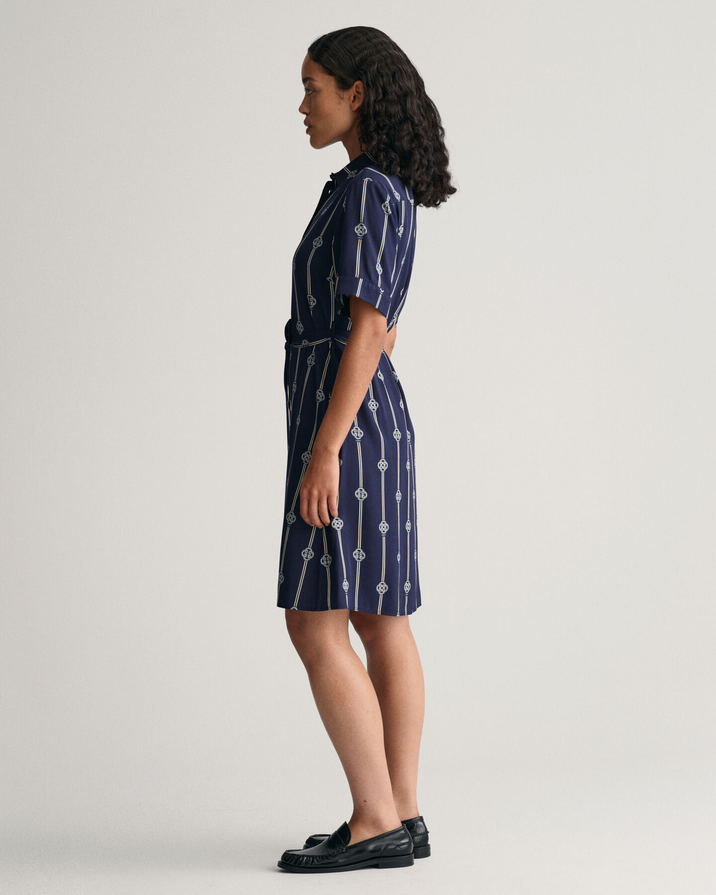 Printed Short Sleeve Shirt Dress