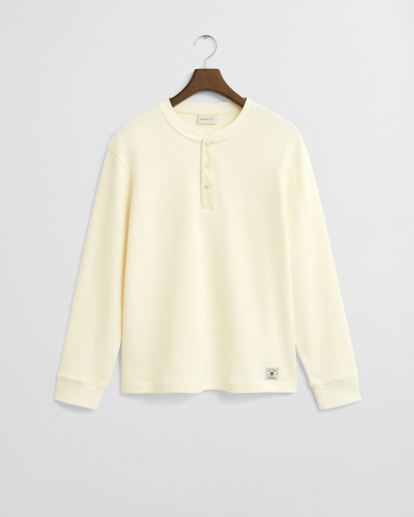 Waffle Textured Long Sleeve Henley T-Shirt