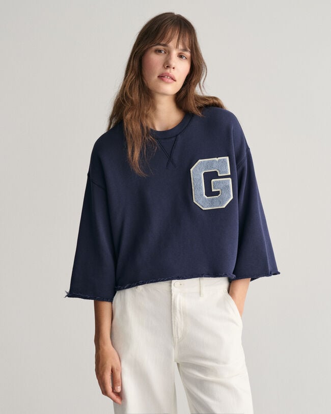 G Badge Short Sleeve Cropped Sweatshirt