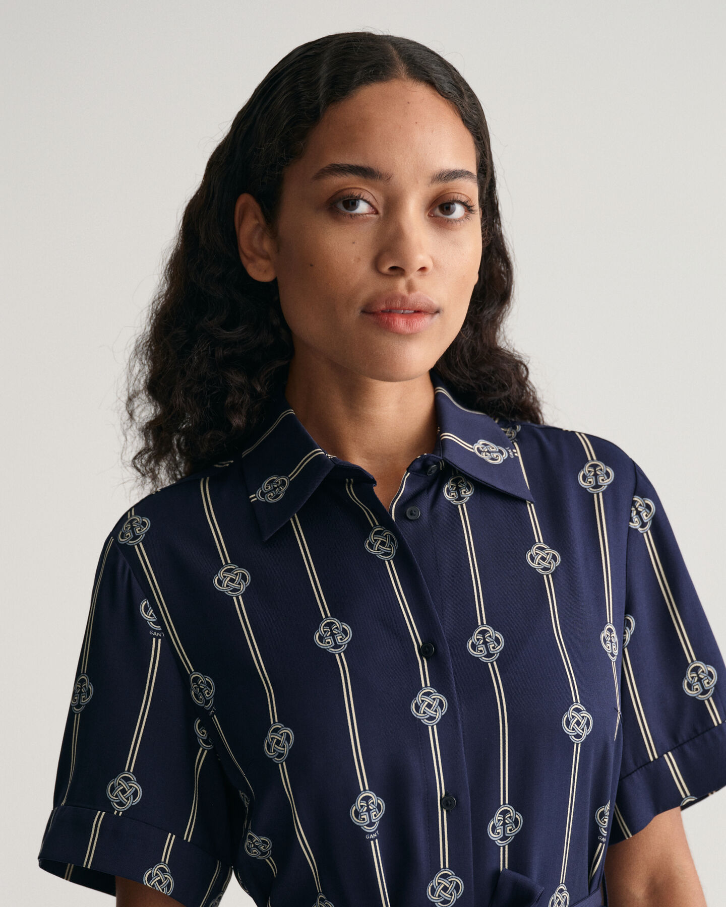 Printed Short Sleeve Shirt Dress