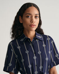 Printed Short Sleeve Shirt Dress