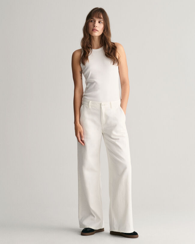 Low-Waisted Wide Leg White Jeans