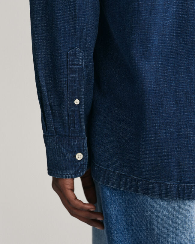 Relaxed Fit Indigo Textured Shirt