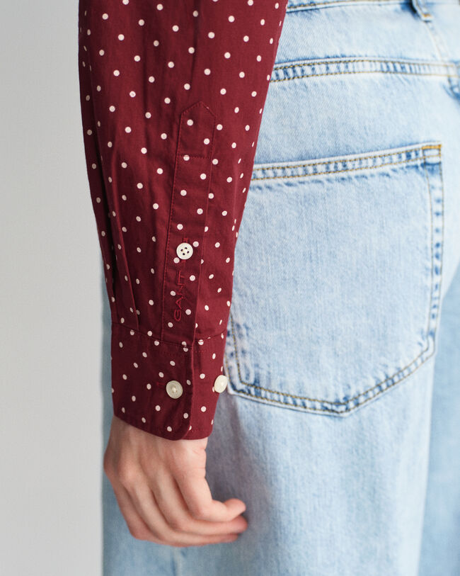 Regular Fit Dot Print Cotton Voile Shirt