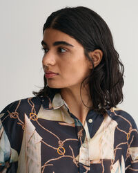 Relaxed Fit Saling Print Cotton Silk Shirt