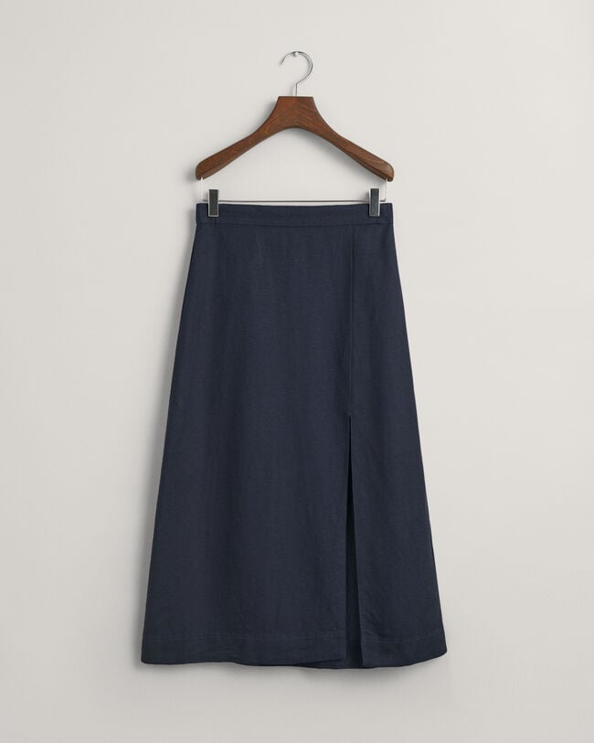 Linen Blend Midi Skirt