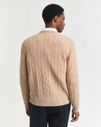 Lambswool Cable Knit Crew Neck Sweater