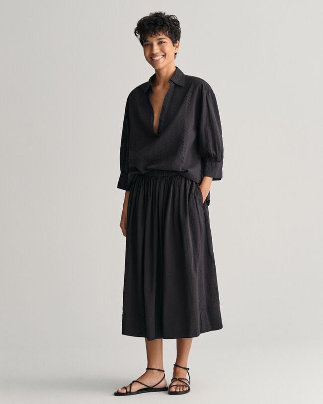 Seersucker Striped Pull-On Skirt