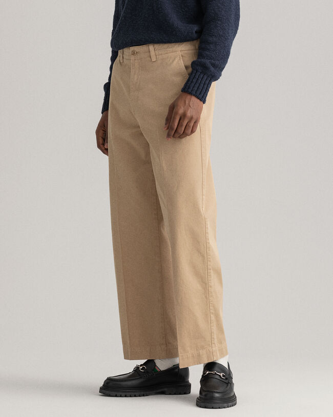 Wide Leg Cotton Twill Chinos
