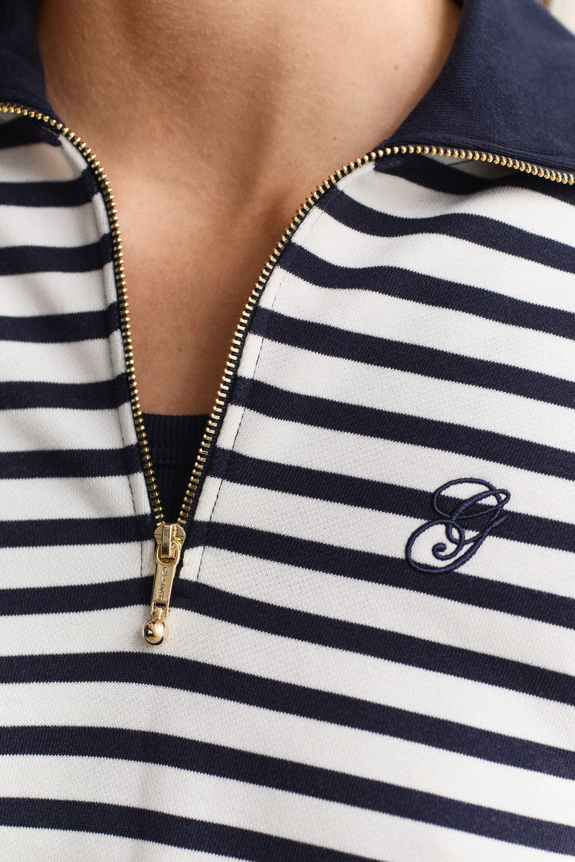 Striped Half-Zip Sweatshirt