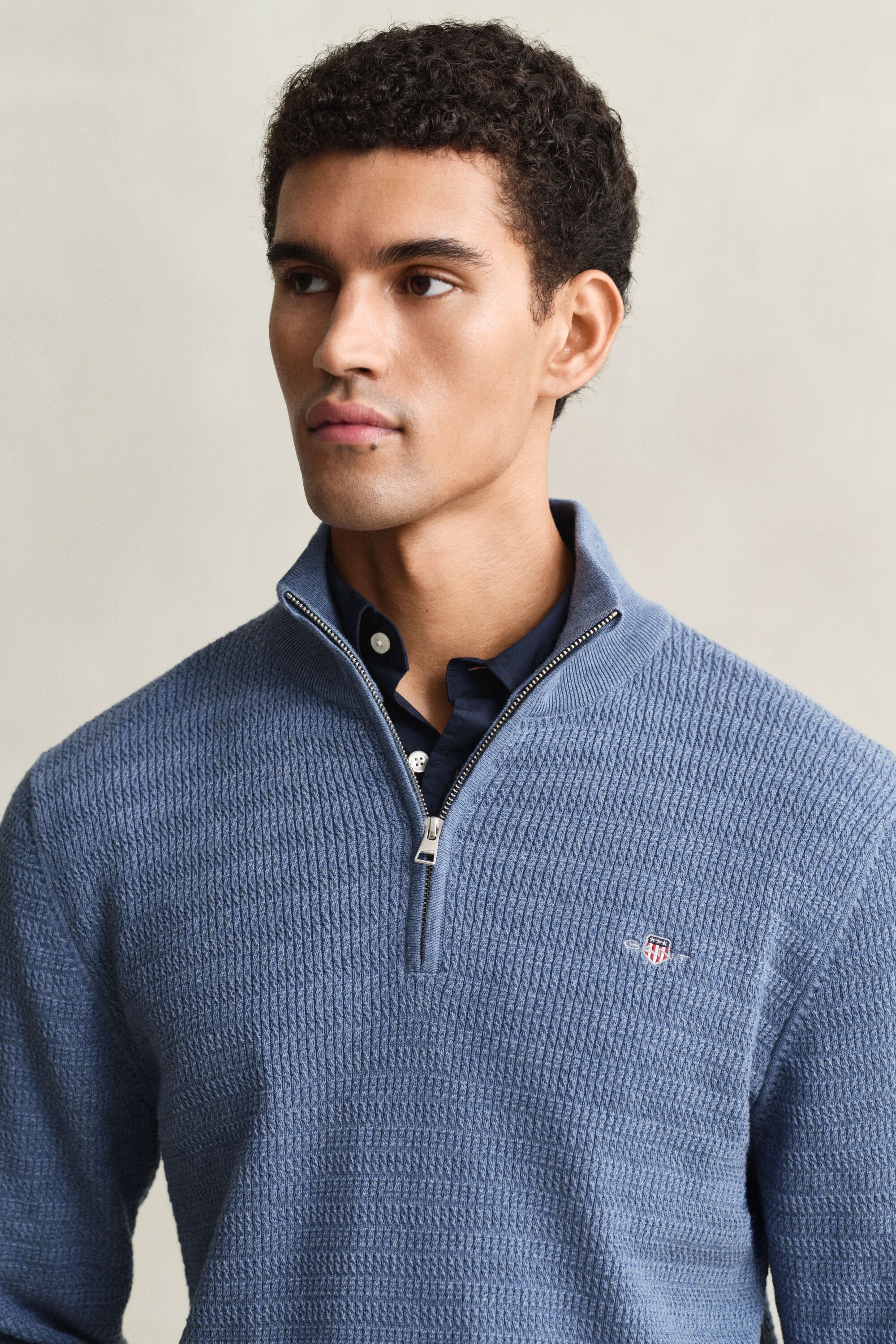 Mini Cable Knit Half-Zip Sweater