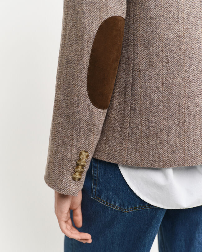 Regular Fit Short Herringbone Blazer