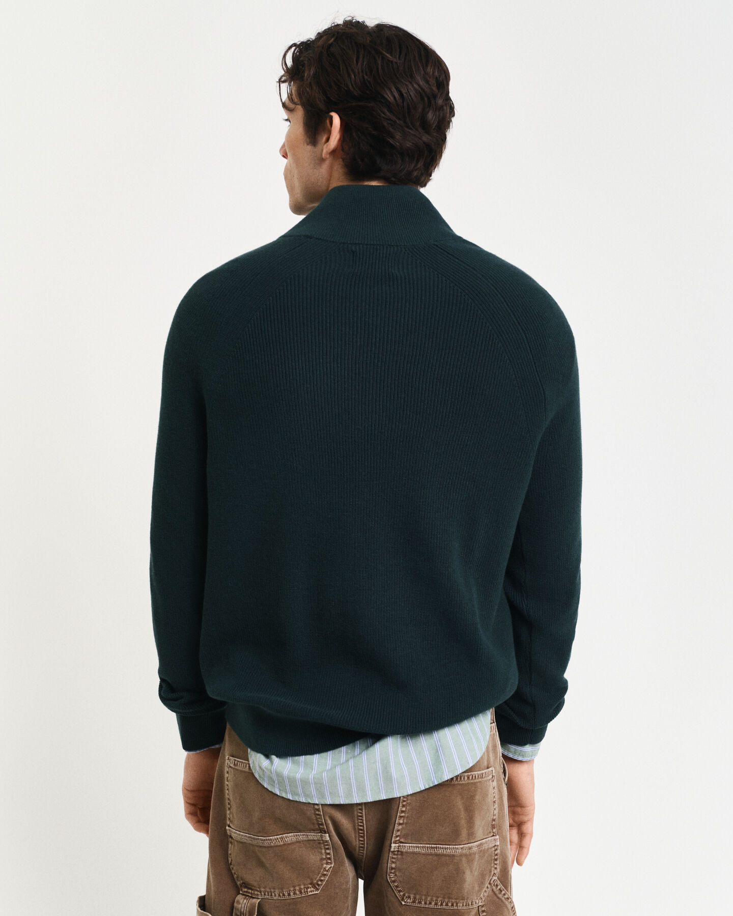 Ribbed Cotton Wool Half-Zip Sweater