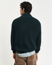 Ribbed Cotton Wool Half-Zip Sweater