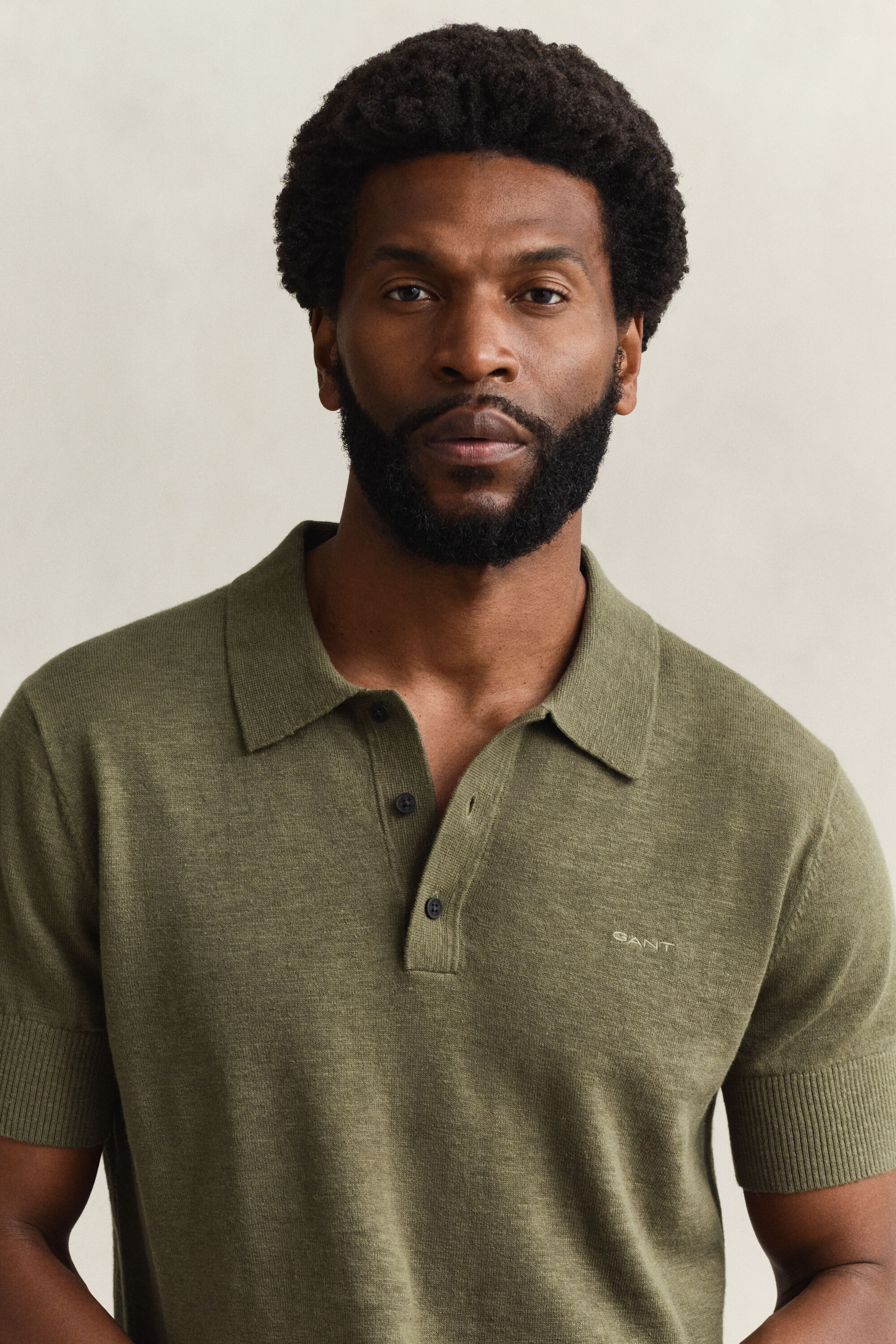 Slub Cotton Blend Short Sleeve Polo Sweater