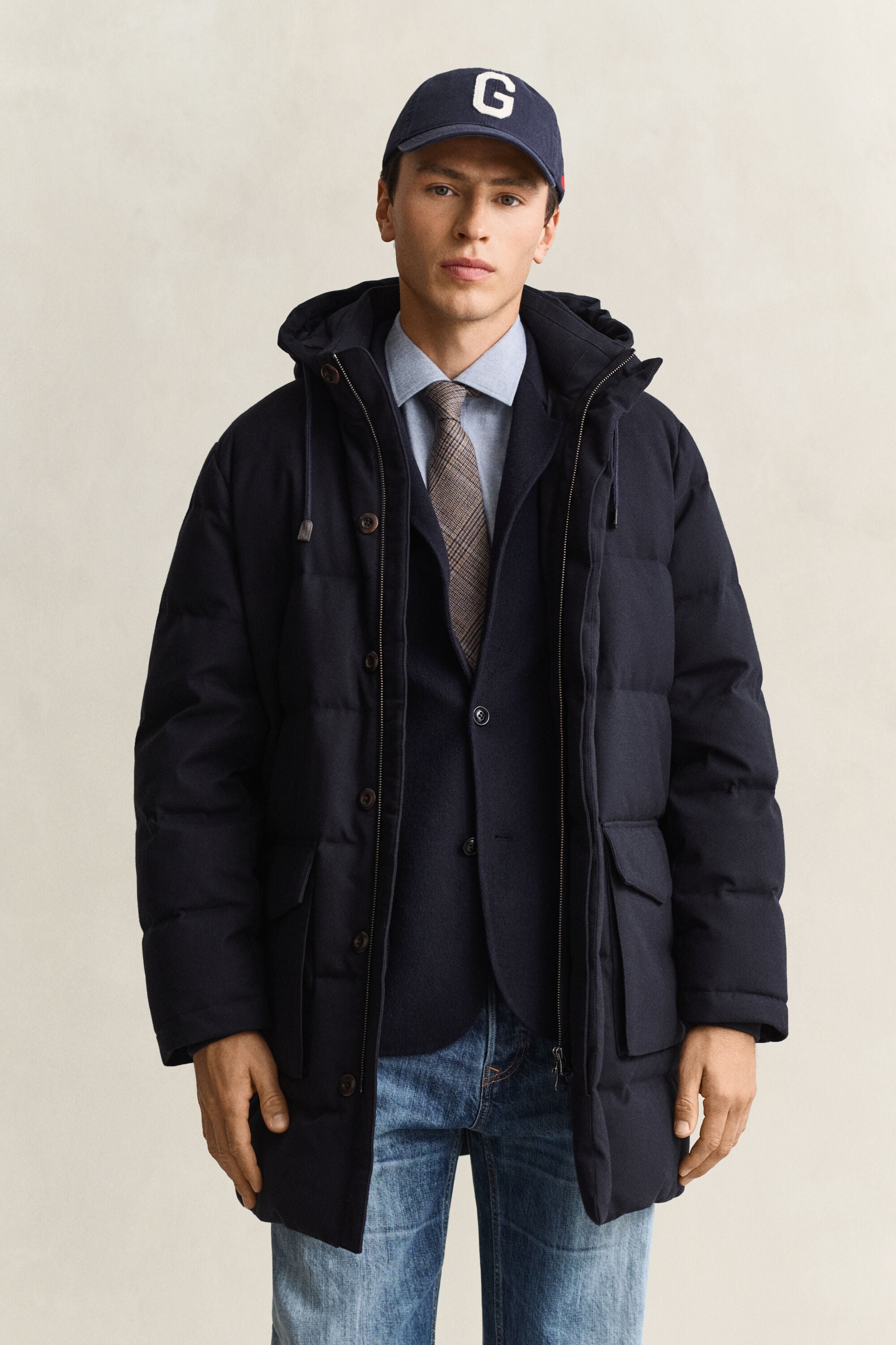 Flannel Down Mid Jacket