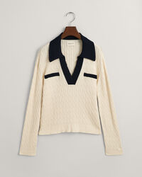 Cable Knit Polo Sweater