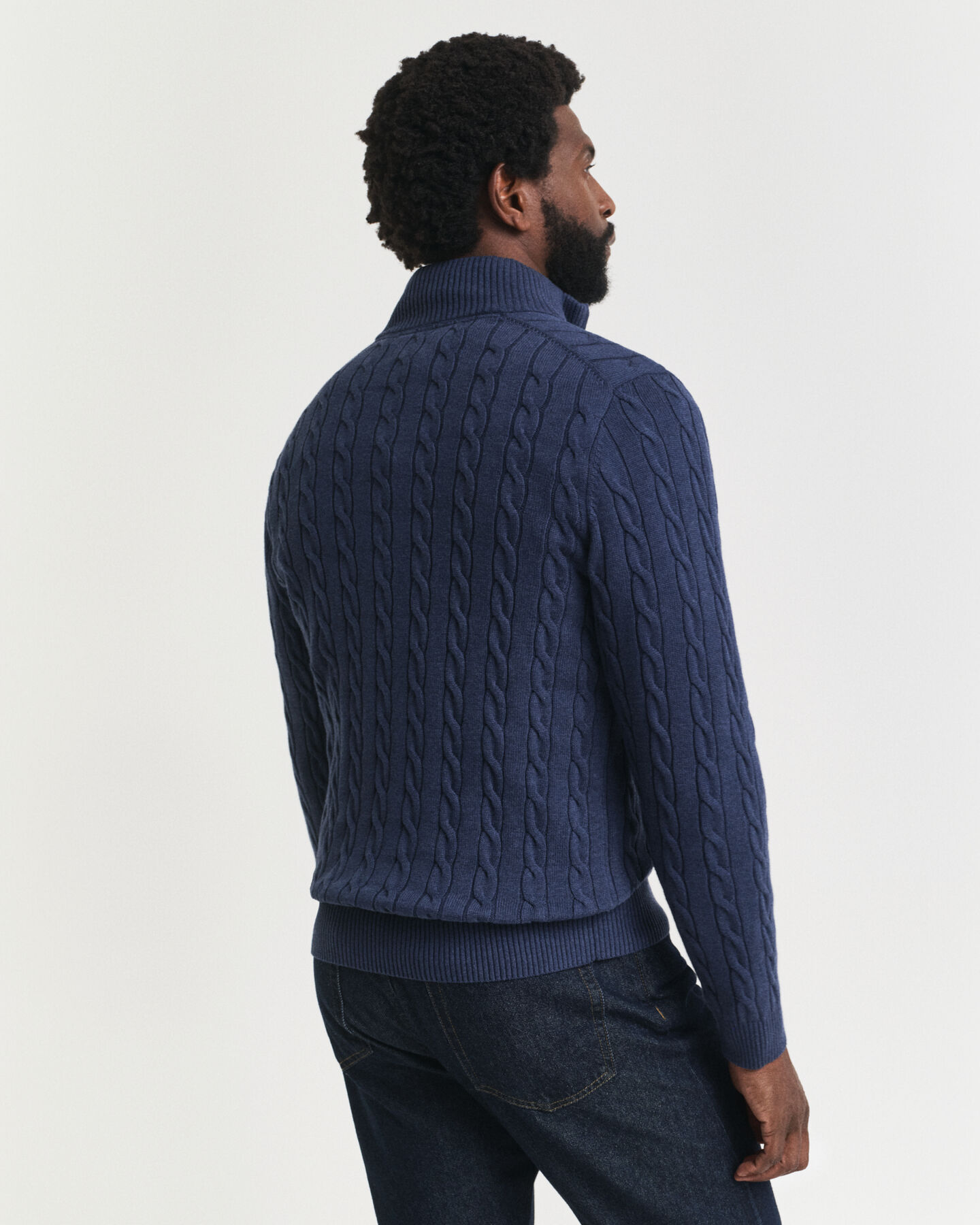 Cotton Cable Knit Half-Zip Sweater