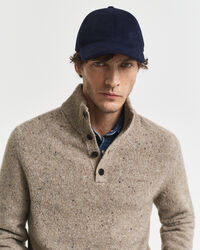 Wool Blend Nepps Half-Buttoned Sweater