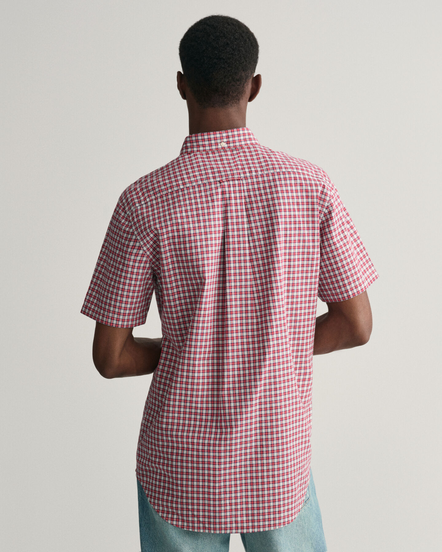 Regular Fit Micro Checked Poplin Short Sleeve Shirt - GANT