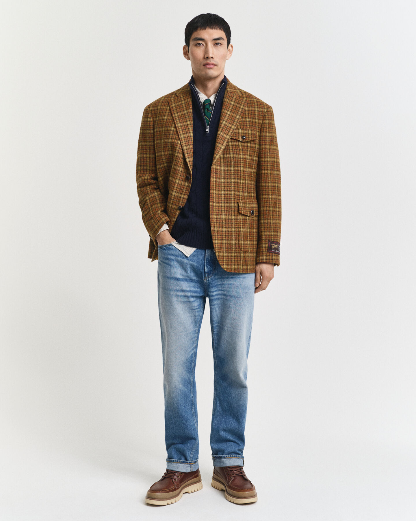 Lambswool Cable Knit Half-Zip Sweater