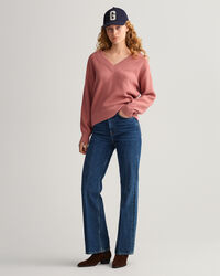 Cotton Ribbed V-Neck Sweater