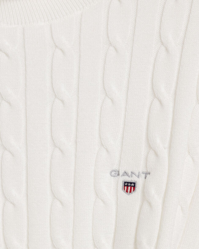 Stretch Cotton Cable Turtleneck