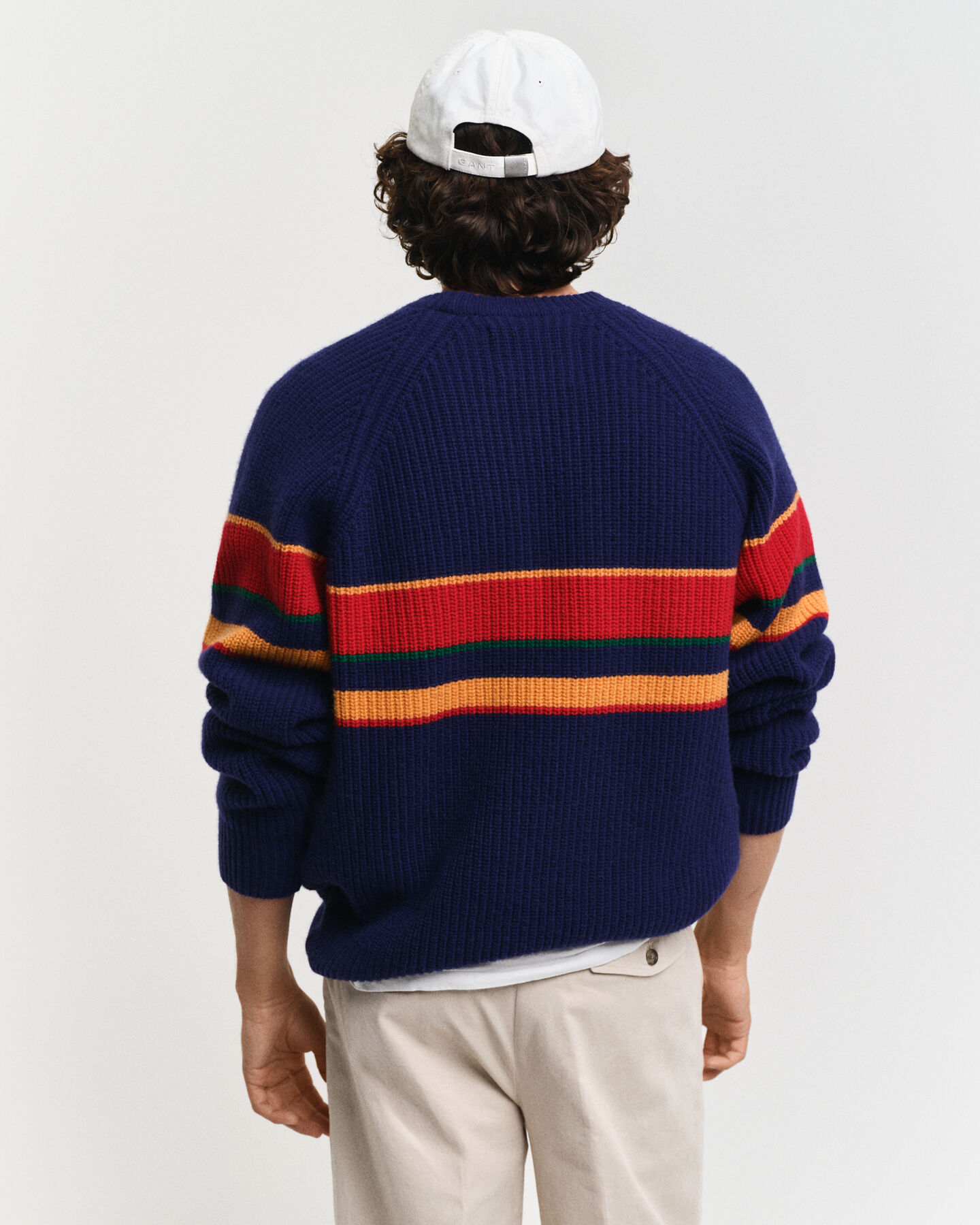 Striped Raglan Sleeves Crew Neck Sweater
