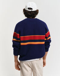 Striped Raglan Sleeves Crew Neck Sweater