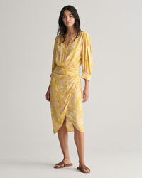 Regular Fit Magnolia Print Wrap Dress