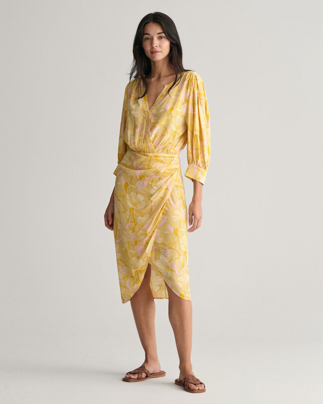 Regular Fit Magnolia Print Wrap Dress