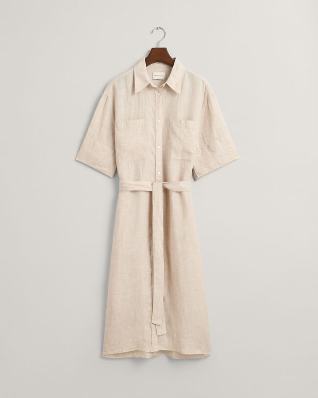 Linen Short Sleeve Shirt Dress