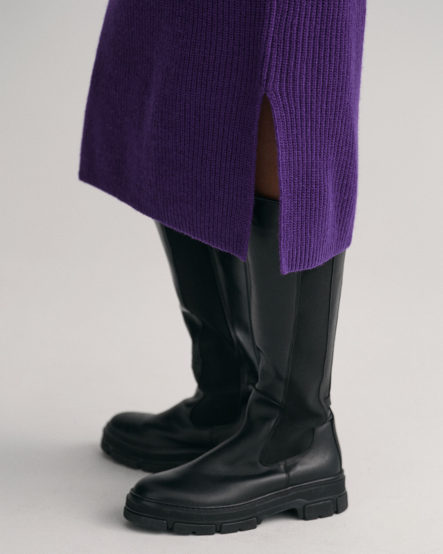 Ribbed Wool V-Neck Dress