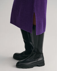 Ribbed Wool V-Neck Dress