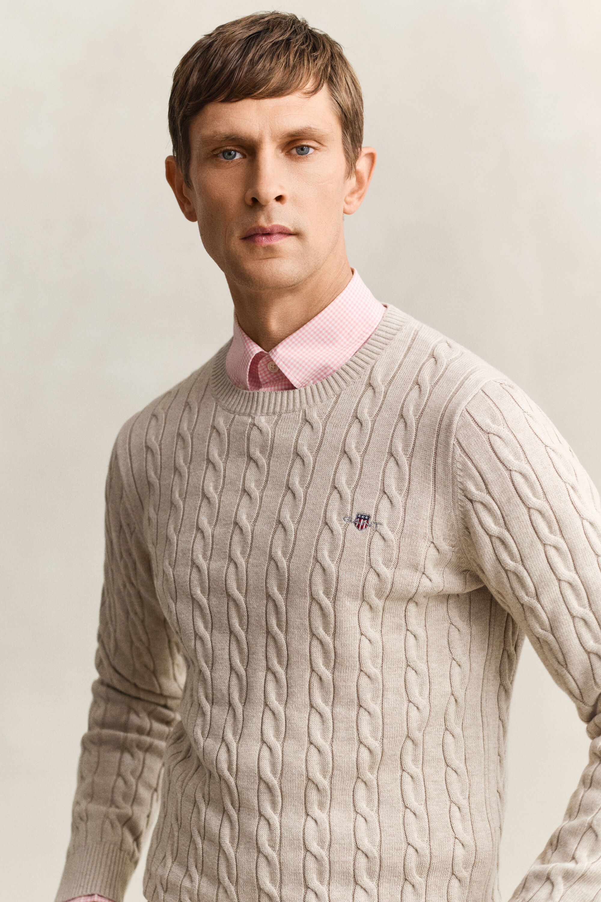 Cotton Cable Knit Crew Neck Sweater